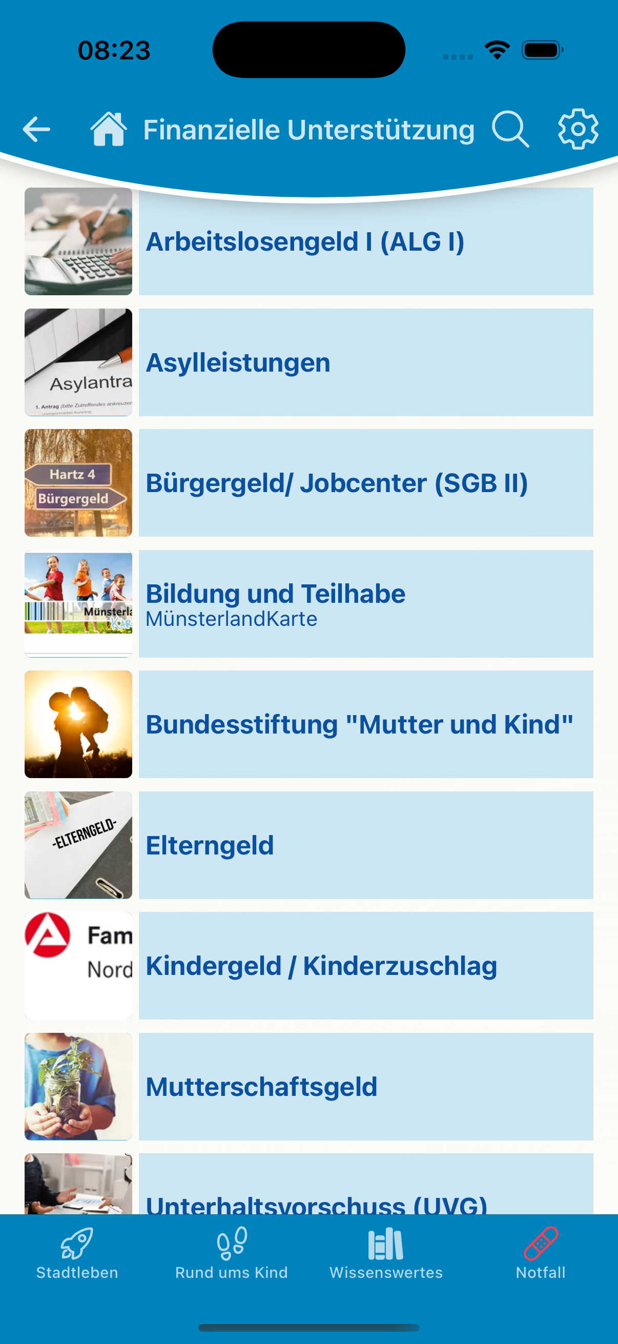 Screenshot der App Familien-App Emsdetten